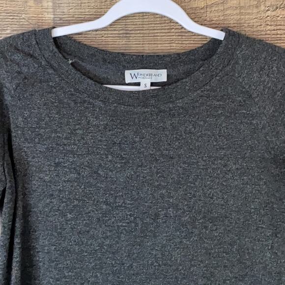 Wonderland by Orange Gray Top Sheer Mesh Floral Embroidered Sleeves Size Small - Picture 2 of 11